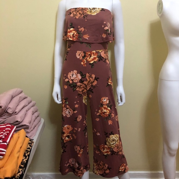 Strapless Rose Floral Jumpsuit - Picture 1 of 3
